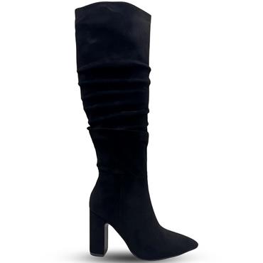 SUSST WOMENS POINT TOE ZIP HIGH LEG BOOT - BLACK SUEDE